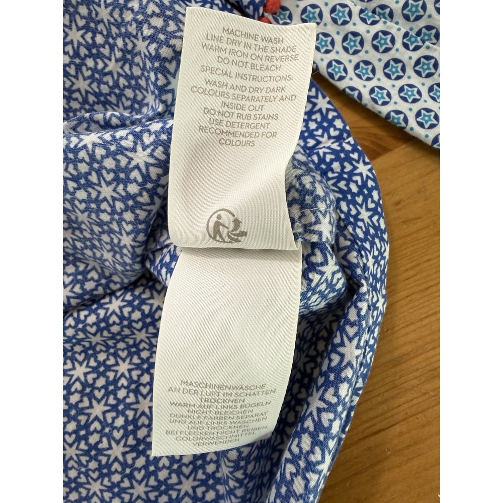 Boden Cora Star Print Peasant Blouse Size 8 Blue 100% Cotton Boho Top No String - Picture 8 of 8
